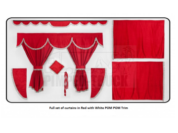 Volvo Red curtains with PomPom tassels 