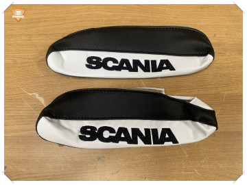 Scania Armrests Black/White embroidery